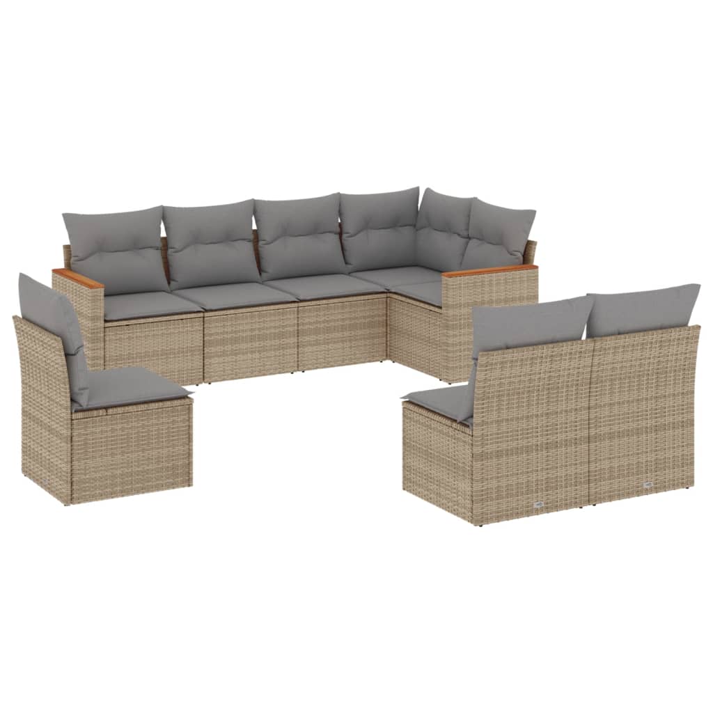8-delige Loungeset met kussens poly rattan gemengd beige is nu te koop bij PeponiXL, paradijselijk wonen!
