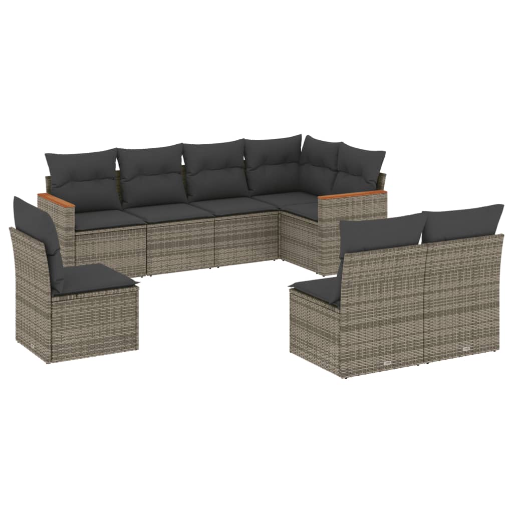 8-delige Loungeset met kussens poly rattan grijs is nu te koop bij PeponiXL, paradijselijk wonen!