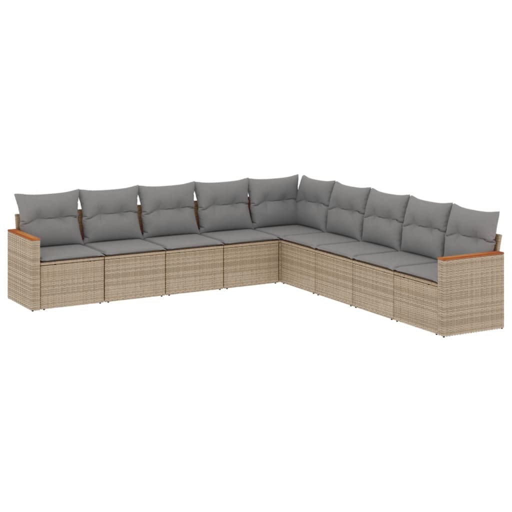 9-delige Loungeset met kussens poly rattan gemengd beige is nu te koop bij PeponiXL, paradijselijk wonen!