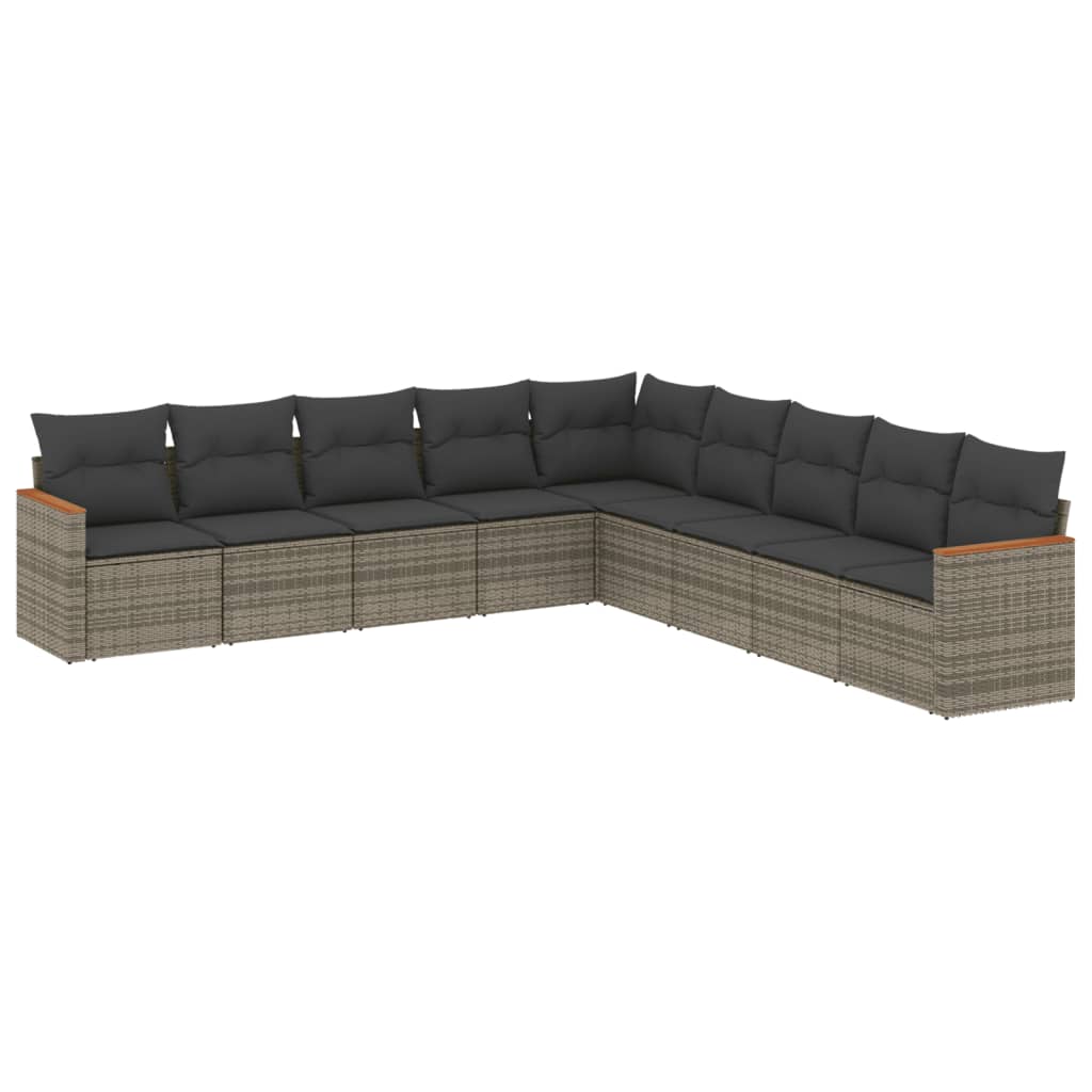 9-delige Loungeset met kussens poly rattan grijs is nu te koop bij PeponiXL, paradijselijk wonen!