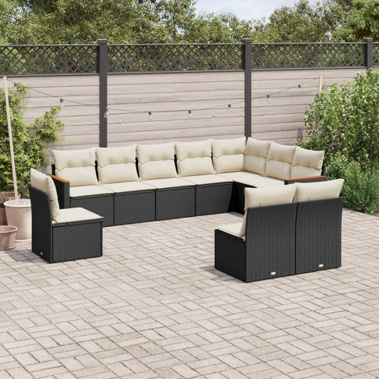 10-delige Loungeset met kussens poly rattan zwart is nu te koop bij PeponiXL, paradijselijk wonen!