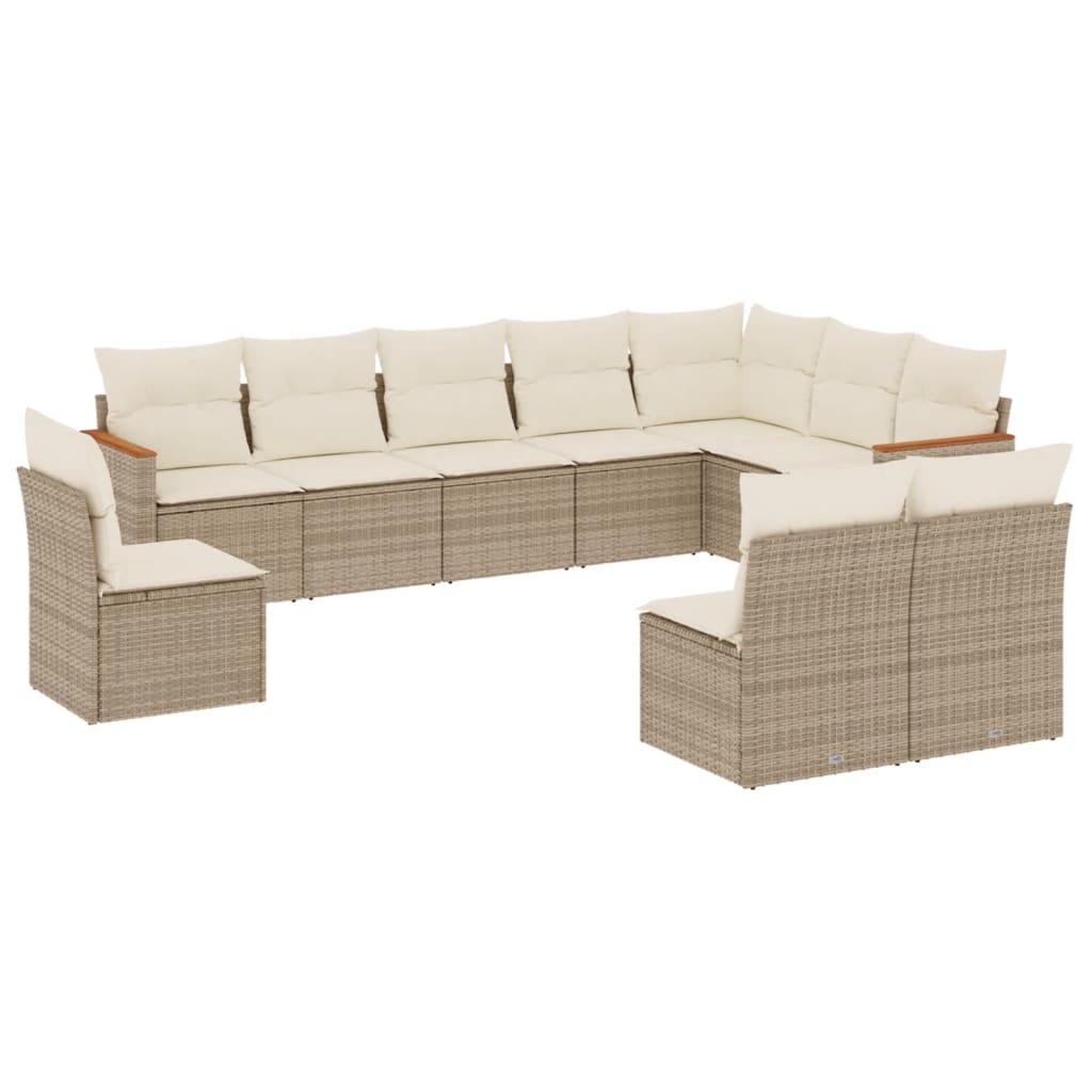 10-delige Loungeset met kussens poly rattan beige is nu te koop bij PeponiXL, paradijselijk wonen!