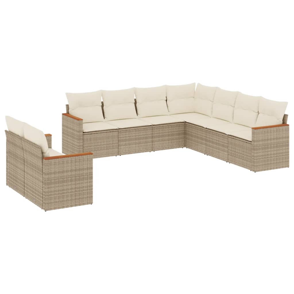 9-delige Loungeset met kussens poly rattan beige is nu te koop bij PeponiXL, paradijselijk wonen!