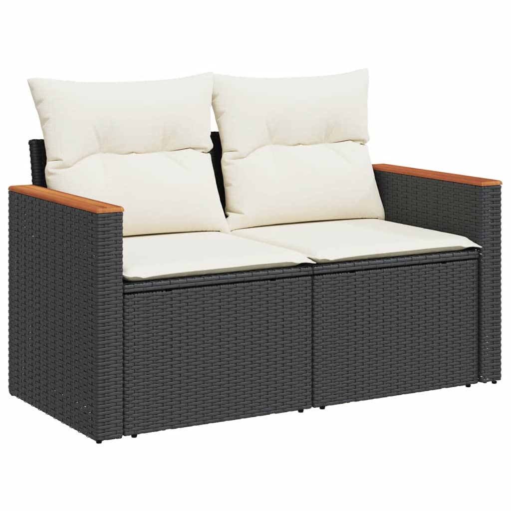 10-delige Loungeset met kussens poly rattan zwart is nu te koop bij PeponiXL, paradijselijk wonen!