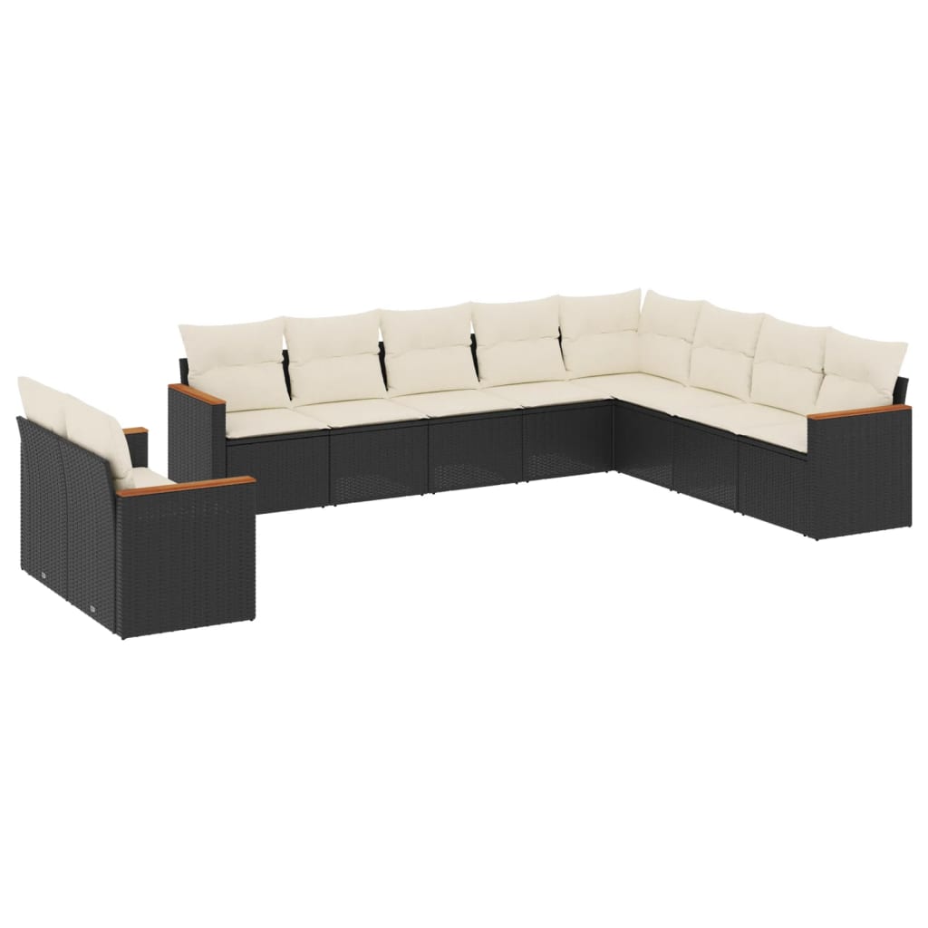 10-delige Loungeset met kussens poly rattan zwart is nu te koop bij PeponiXL, paradijselijk wonen!