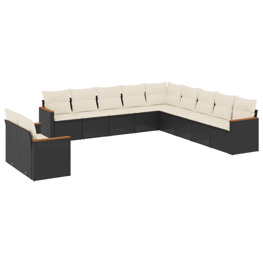 11-delige Loungeset met kussens poly rattan zwart is nu te koop bij PeponiXL, paradijselijk wonen!
