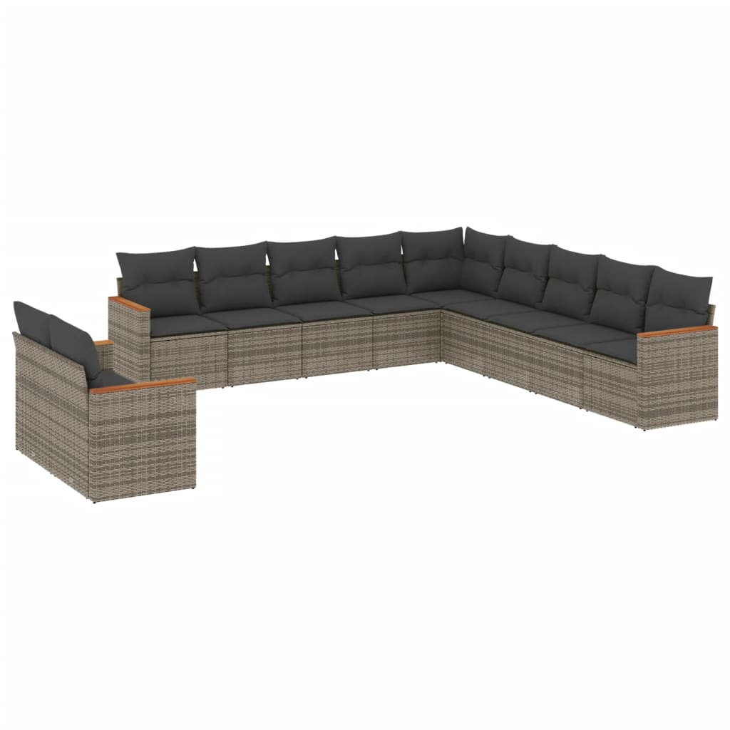 11-delige Loungeset met kussens poly rattan grijs is nu te koop bij PeponiXL, paradijselijk wonen!
