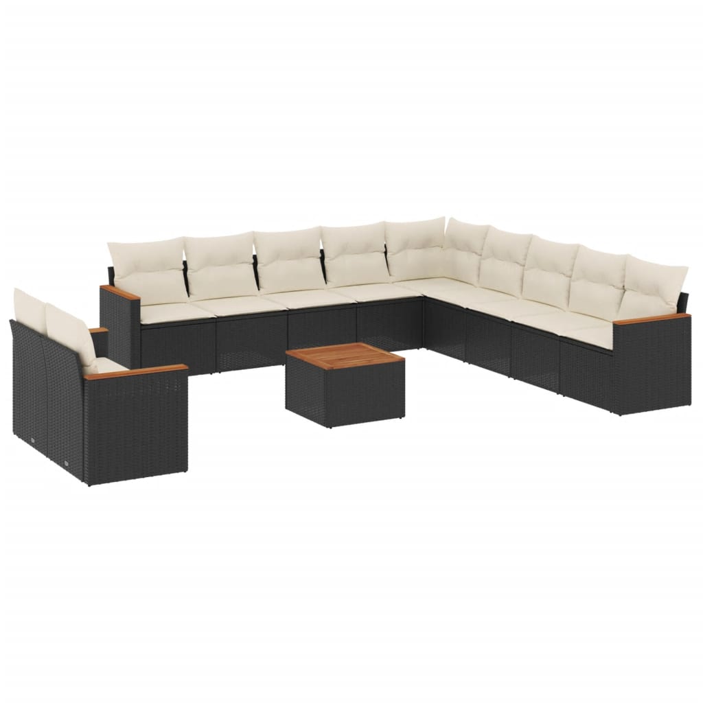 12-delige Loungeset met kussens poly rattan zwart is nu te koop bij PeponiXL, paradijselijk wonen!