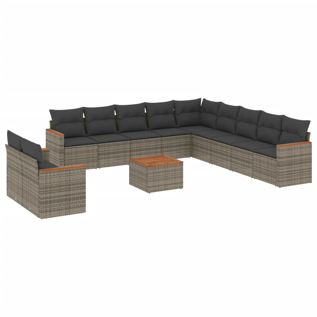 12-delige Loungeset met kussens poly rattan grijs is nu te koop bij PeponiXL, paradijselijk wonen!