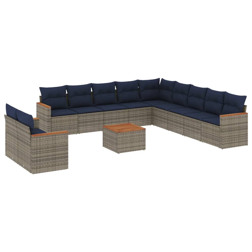 12-delige tuinbankset met kussens, grijs polyrotan is nu te koop bij PeponiXL, paradijselijk wonen!