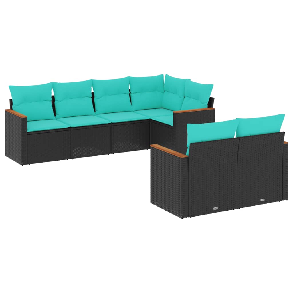 7-delige tuinbankset met kussens van zwart polyrotan is nu te koop bij PeponiXL, paradijselijk wonen!