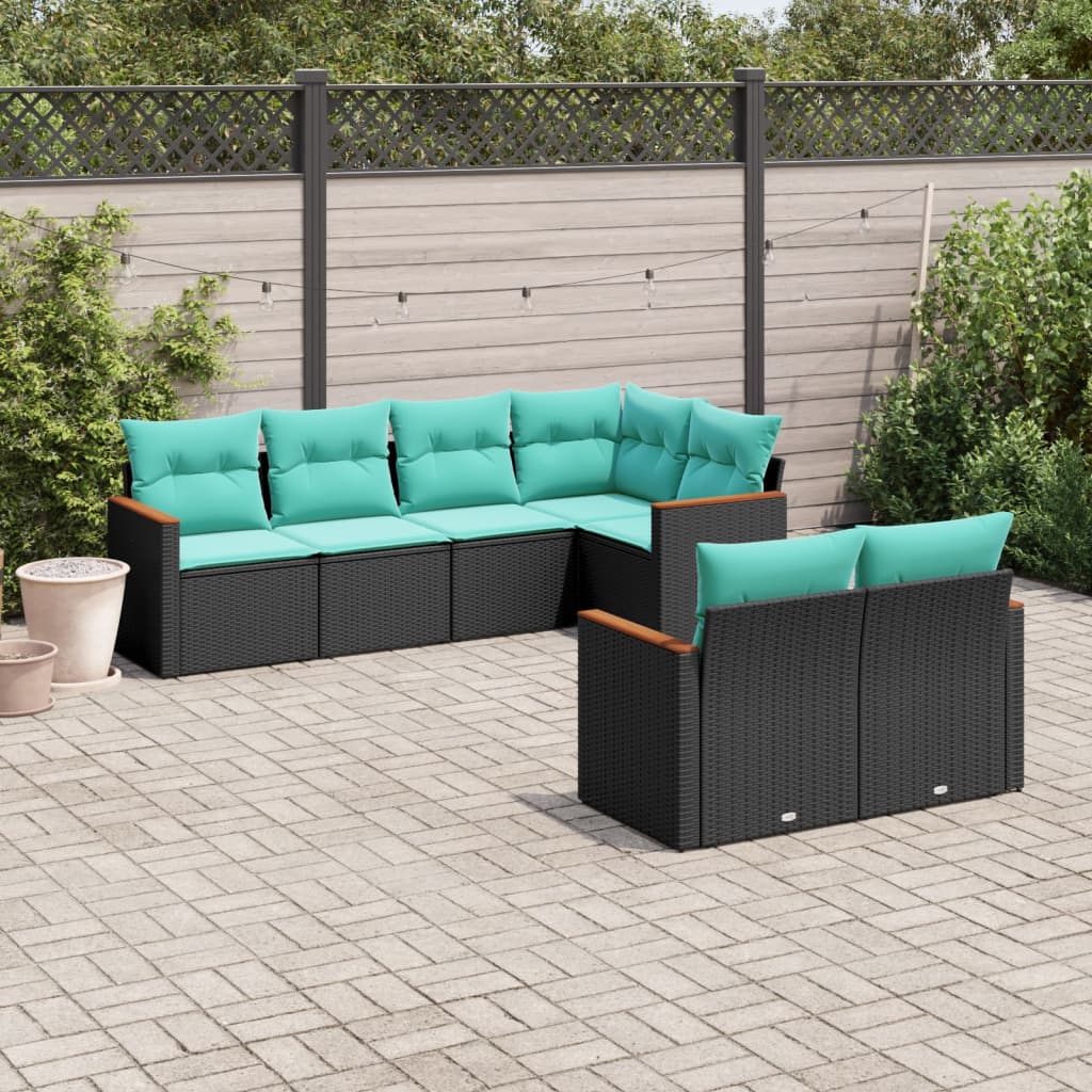 7-delige tuinbankset met kussens van zwart polyrotan is nu te koop bij PeponiXL, paradijselijk wonen!