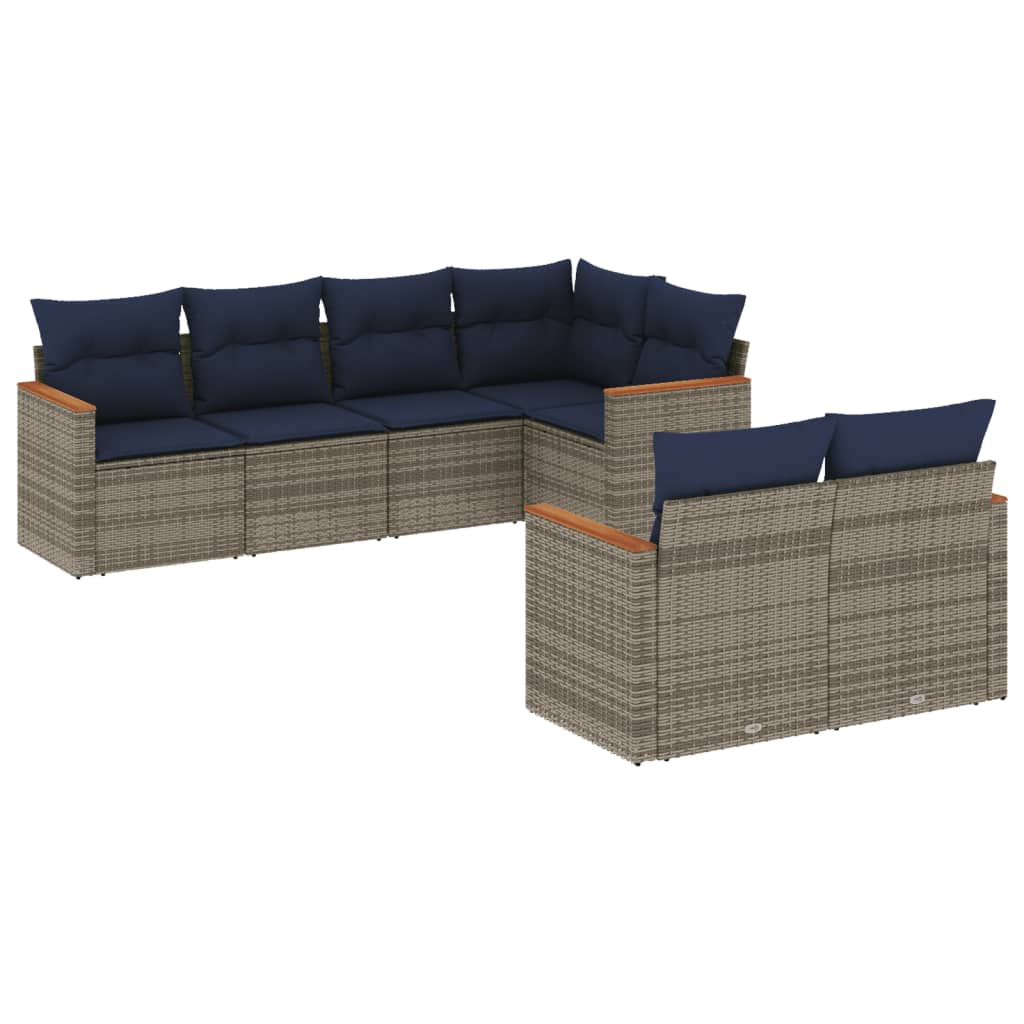 7-delige tuinbankset met kussens, grijs polyrotan is nu te koop bij PeponiXL, paradijselijk wonen!