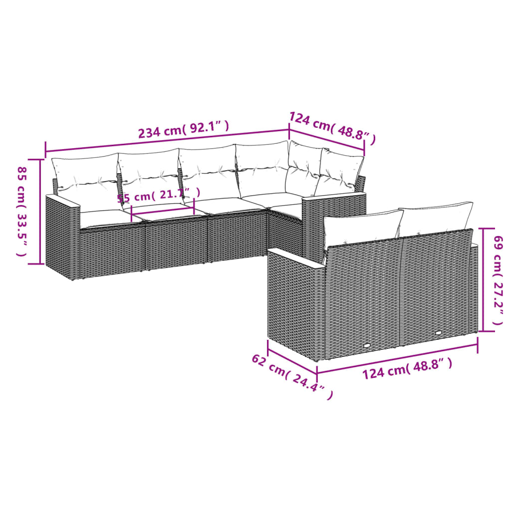 7-delige tuinbankset met kussens, grijs polyrotan is nu te koop bij PeponiXL, paradijselijk wonen!