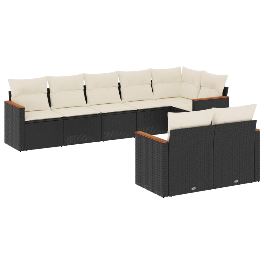 8-delige Loungeset met kussens poly rattan zwart is nu te koop bij PeponiXL, paradijselijk wonen!
