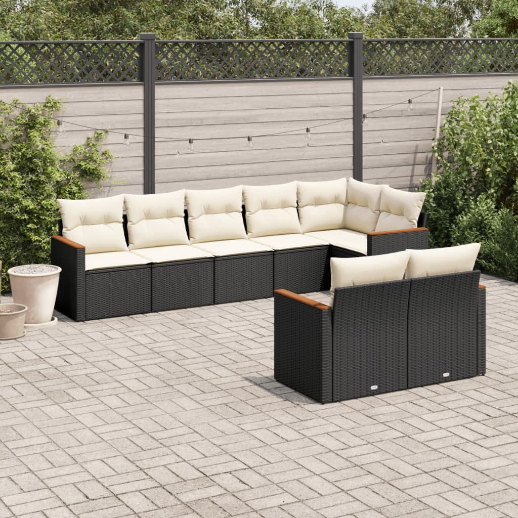 8-delige Loungeset met kussens poly rattan zwart is nu te koop bij PeponiXL, paradijselijk wonen!