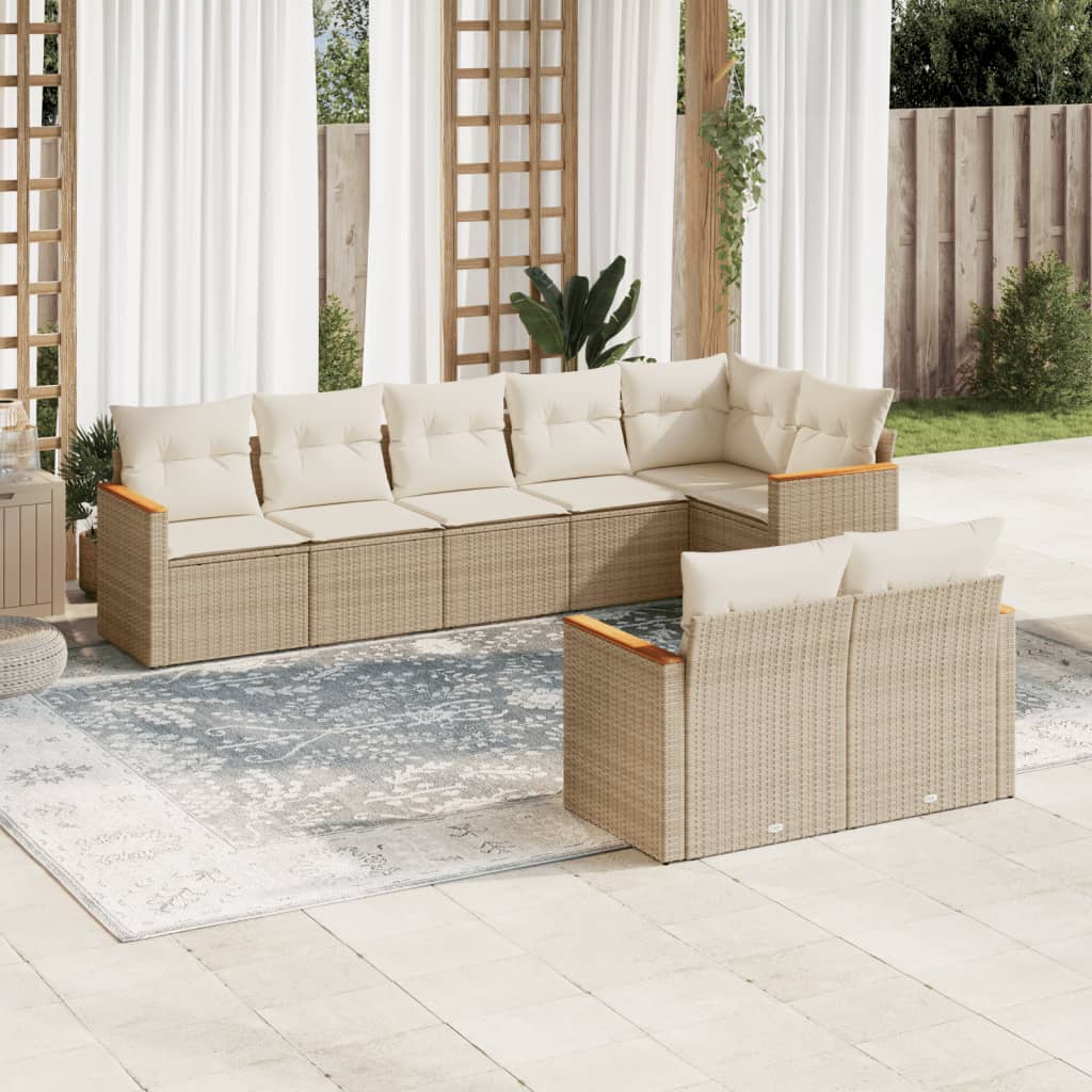 8-delige Loungeset met kussens poly rattan beige is nu te koop bij PeponiXL, paradijselijk wonen!