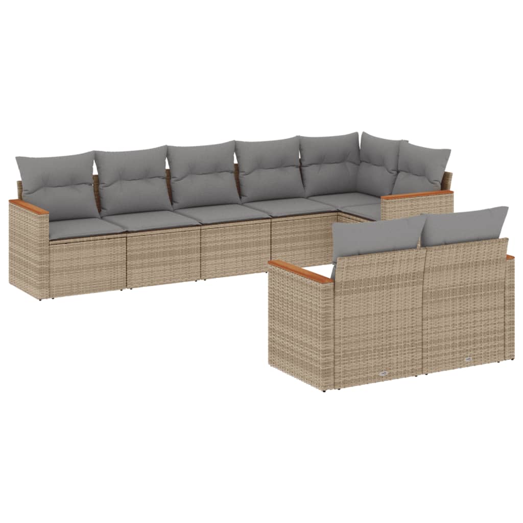 8-delige Loungeset met kussens poly rattan gemengd beige is nu te koop bij PeponiXL, paradijselijk wonen!