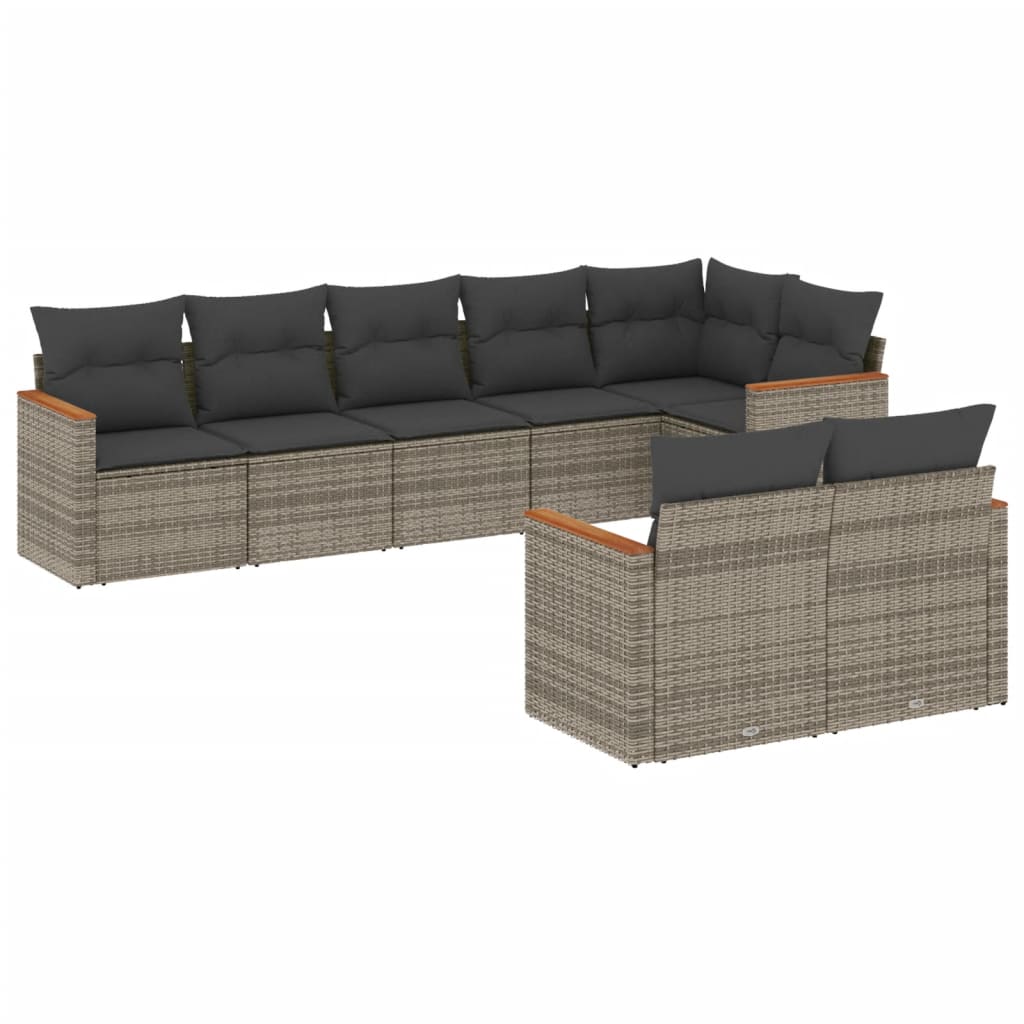 8-delige Loungeset met kussens poly rattan grijs is nu te koop bij PeponiXL, paradijselijk wonen!