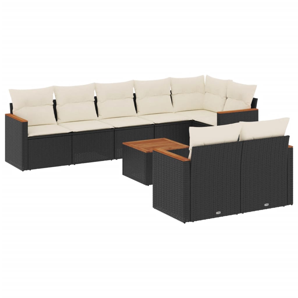 9-delige Loungeset met kussens poly rattan zwart is nu te koop bij PeponiXL, paradijselijk wonen!