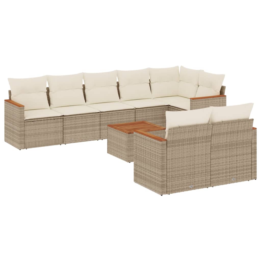 9-delige Loungeset met kussens poly rattan beige is nu te koop bij PeponiXL, paradijselijk wonen!