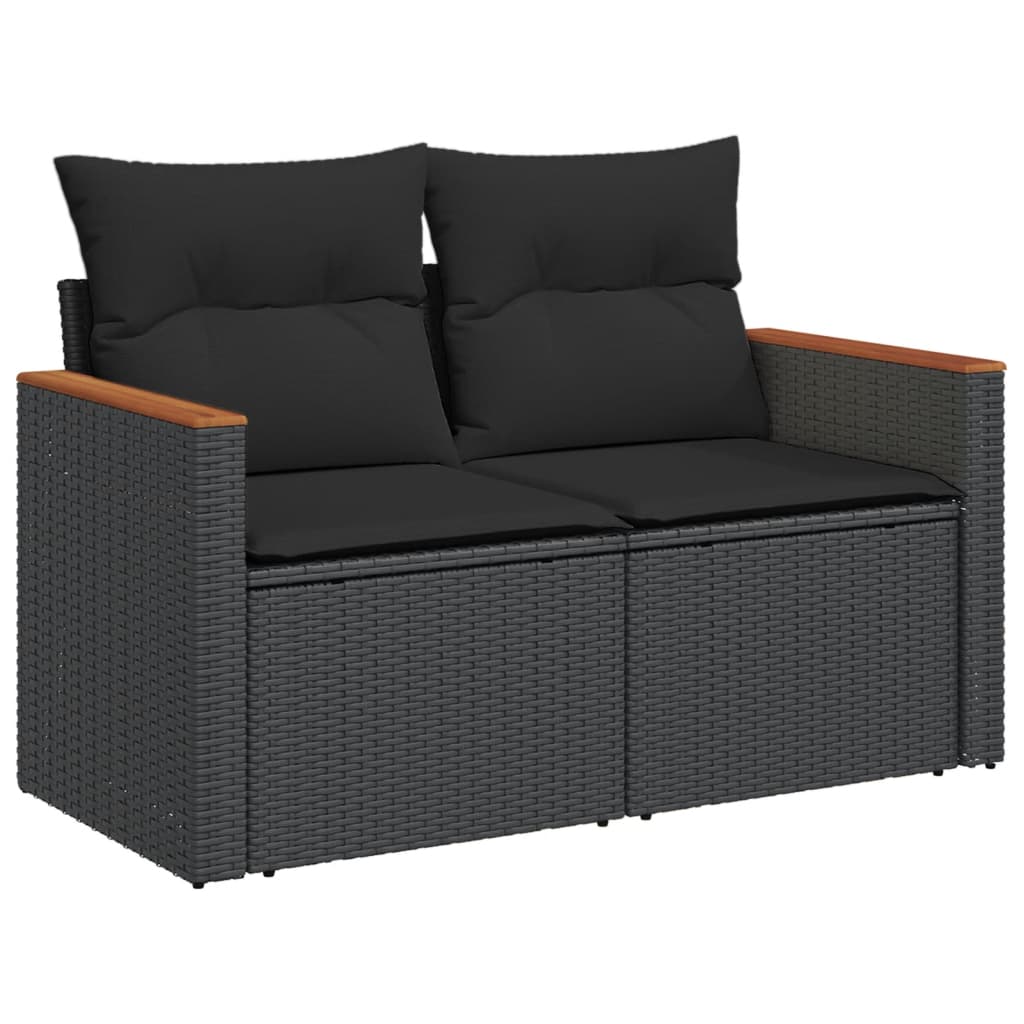 8-delige Loungeset met kussens poly rattan zwart is nu te koop bij PeponiXL, paradijselijk wonen!