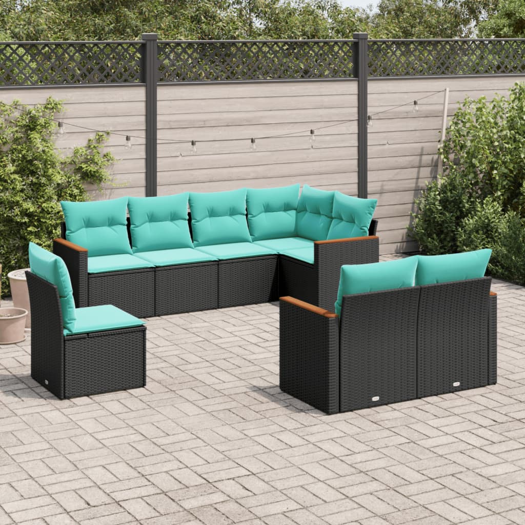 8-delige tuinbankset met kussens, zwart polyrotan is nu te koop bij PeponiXL, paradijselijk wonen!