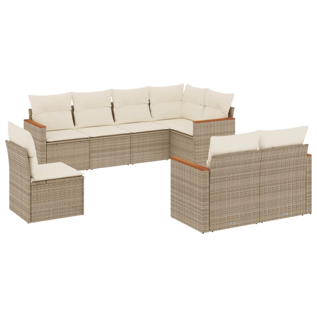 8-delige Loungeset met kussens poly rattan beige is nu te koop bij PeponiXL, paradijselijk wonen!