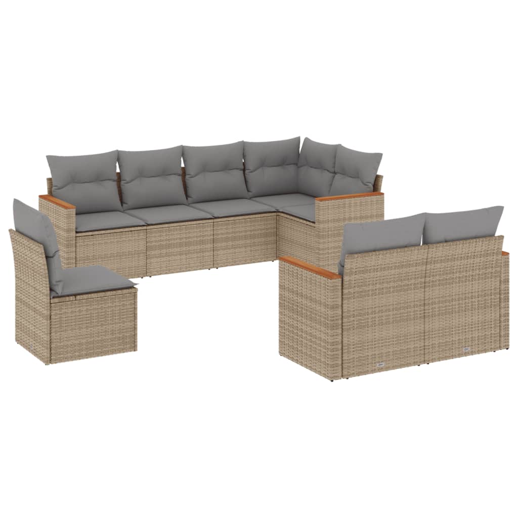 8-delige Loungeset met kussens poly rattan gemengd beige is nu te koop bij PeponiXL, paradijselijk wonen!