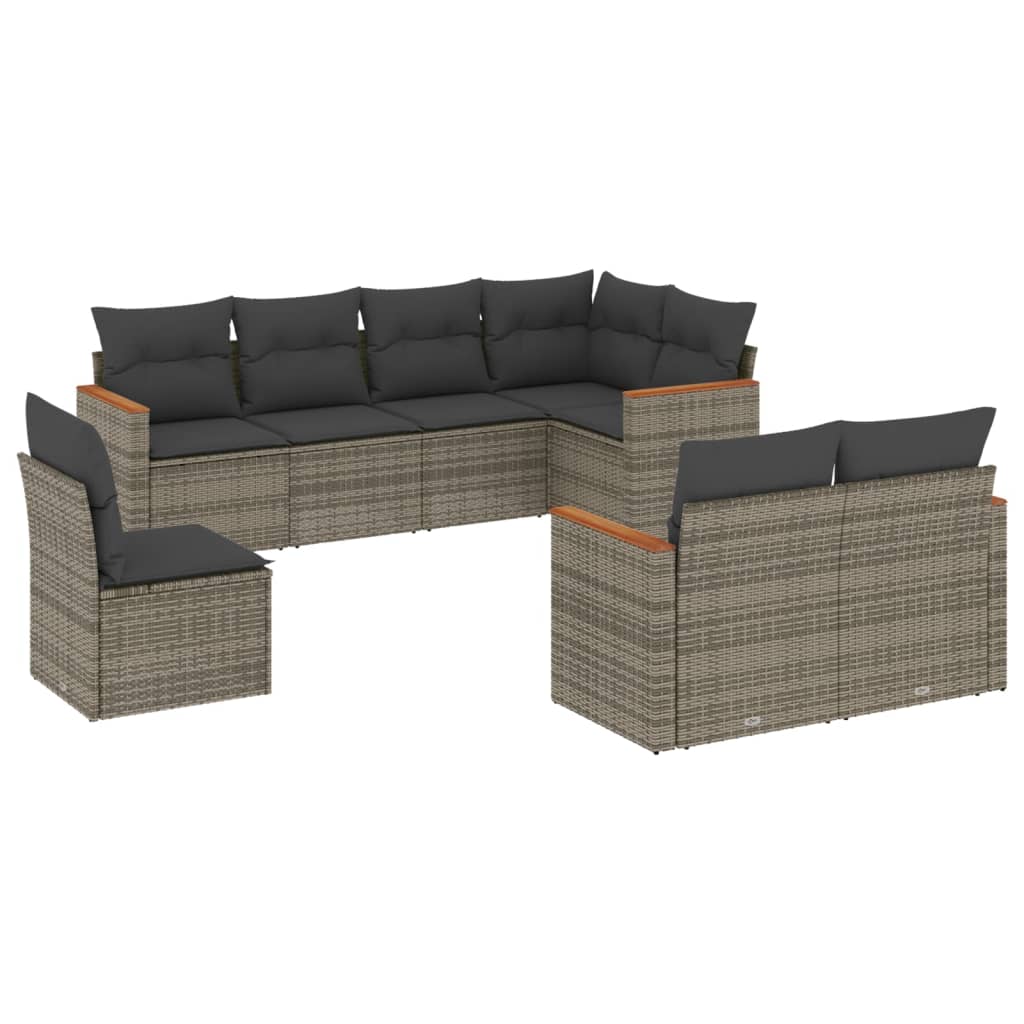 8-delige Loungeset met kussens poly rattan grijs is nu te koop bij PeponiXL, paradijselijk wonen!