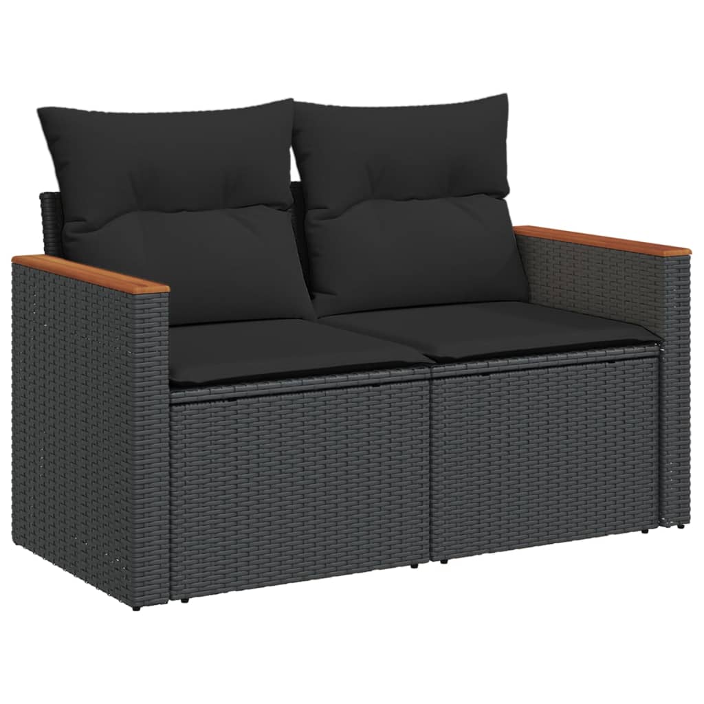 9-delige Loungeset met kussens poly rattan zwart is nu te koop bij PeponiXL, paradijselijk wonen!