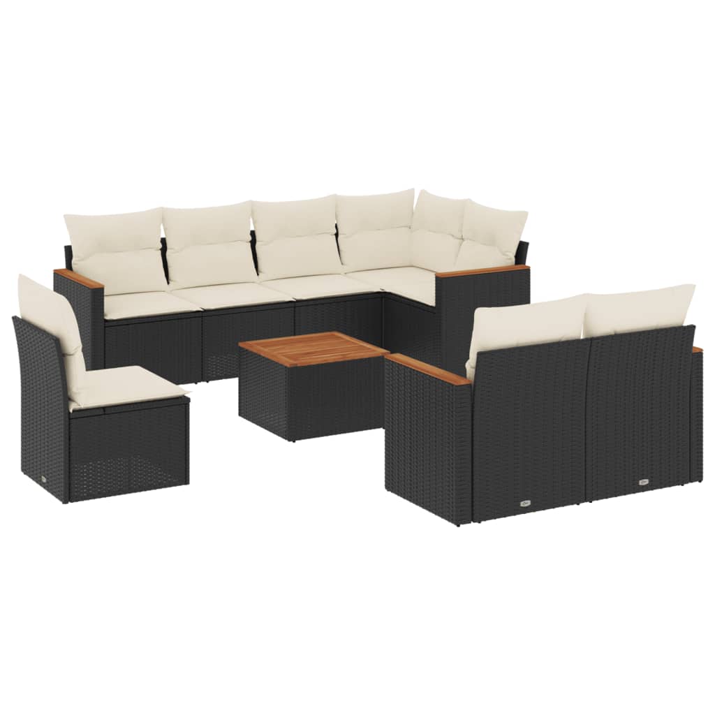 9-delige Loungeset met kussens poly rattan zwart is nu te koop bij PeponiXL, paradijselijk wonen!