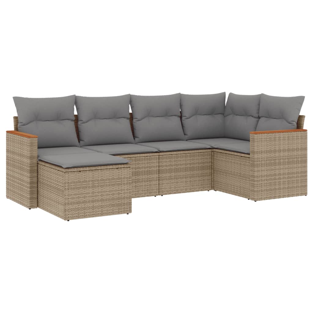 6-delige Loungeset met kussens poly rattan gemengd beige is nu te koop bij PeponiXL, paradijselijk wonen!