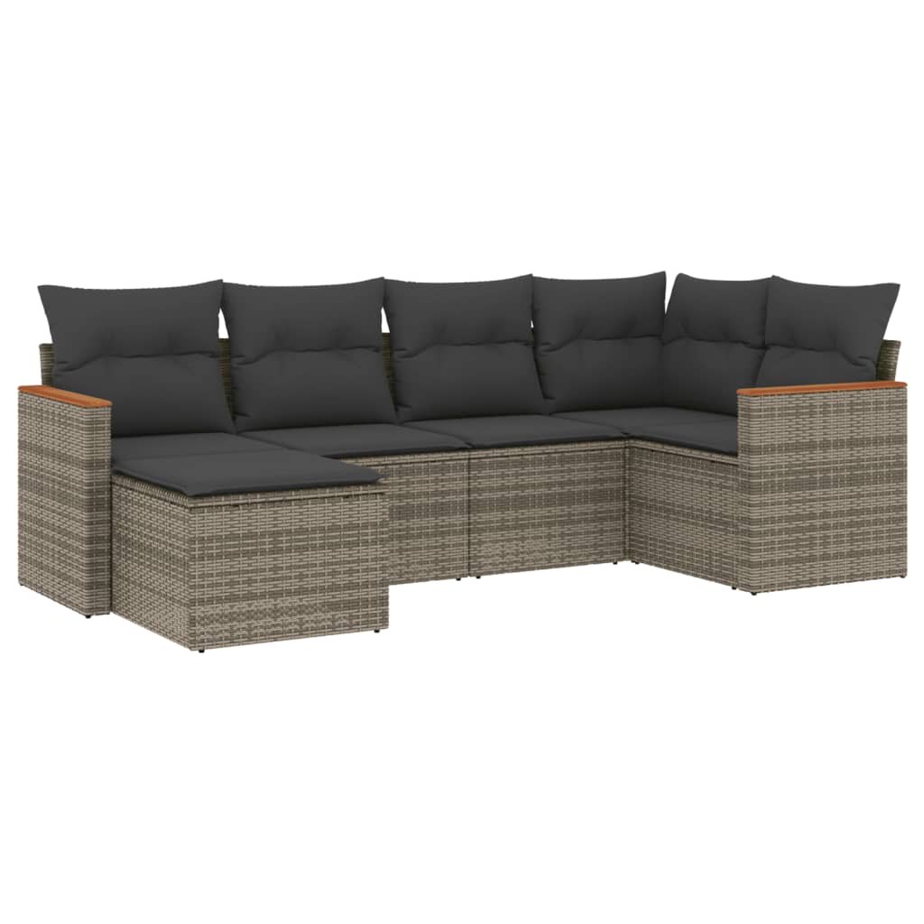 6-delige Loungeset met kussens poly rattan grijs is nu te koop bij PeponiXL, paradijselijk wonen!