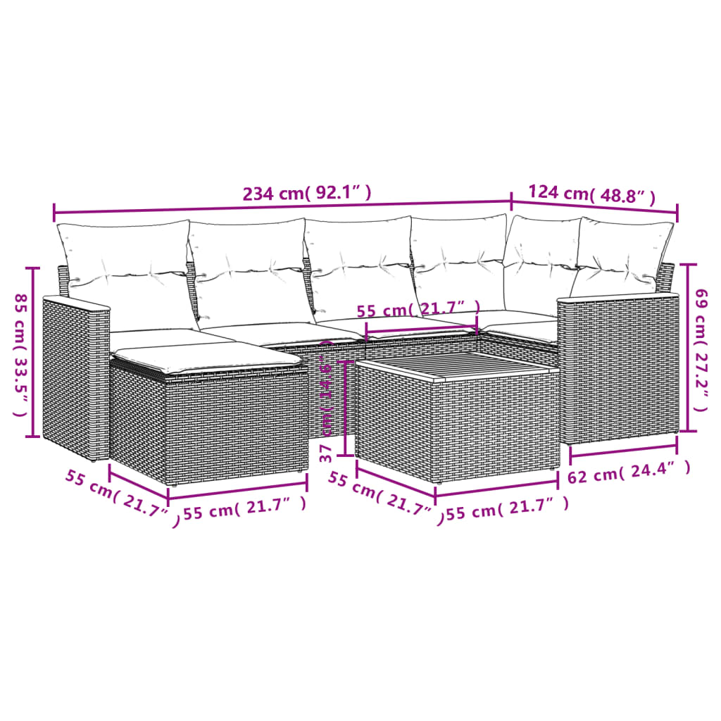 7-delige tuinbankset met kussens van zwart polyrotan is nu te koop bij PeponiXL, paradijselijk wonen!