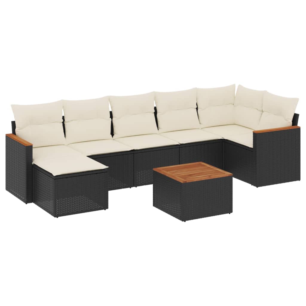 8-delige Loungeset met kussens poly rattan zwart is nu te koop bij PeponiXL, paradijselijk wonen!