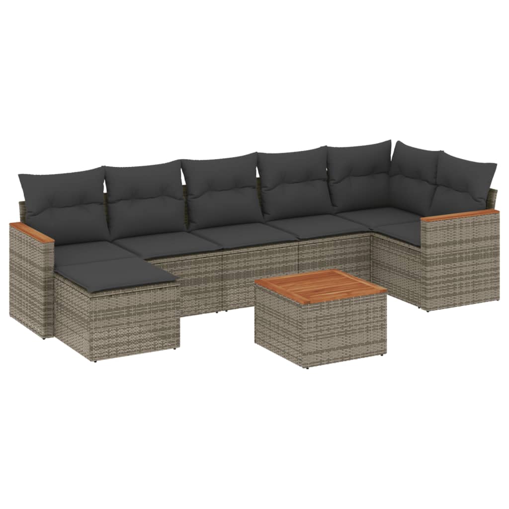 8-delige Loungeset met kussens poly rattan grijs is nu te koop bij PeponiXL, paradijselijk wonen!