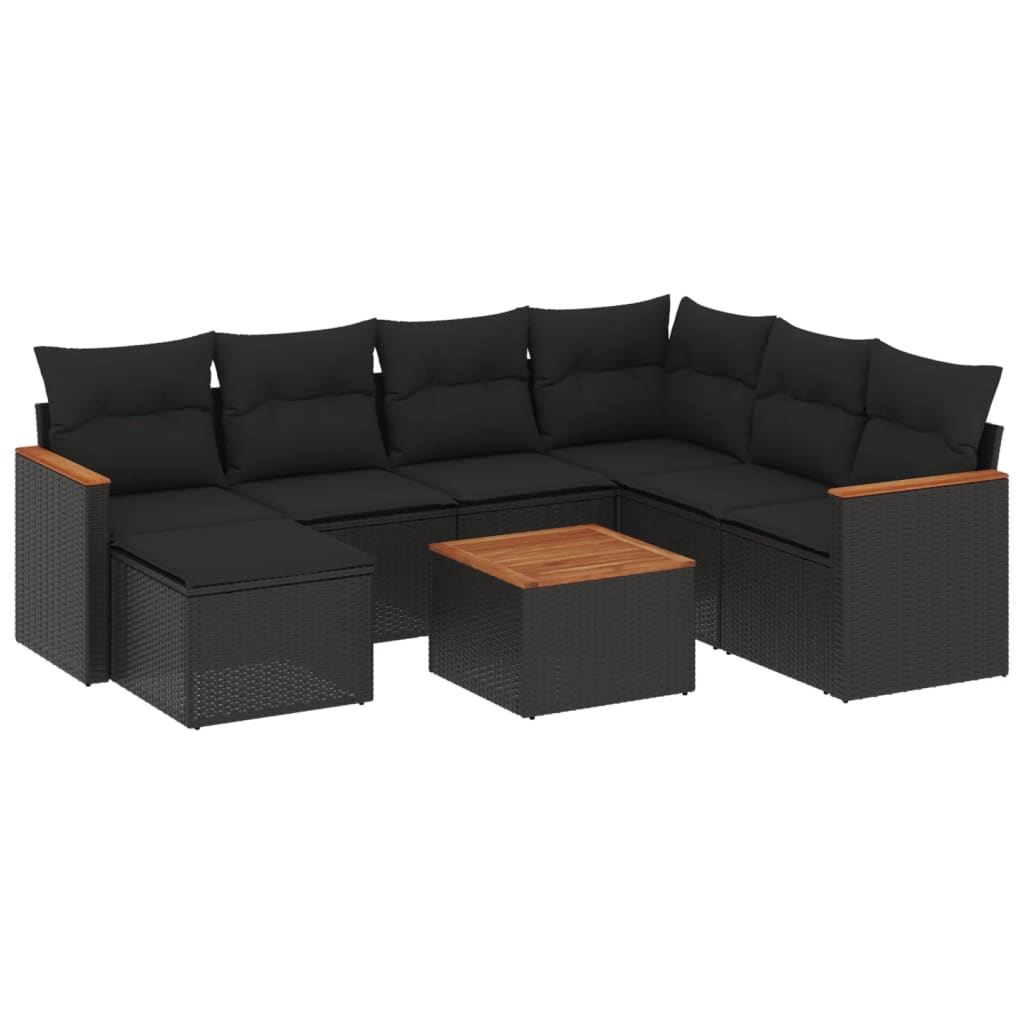 8-delige Loungeset met kussens poly rattan zwart is nu te koop bij PeponiXL, paradijselijk wonen!
