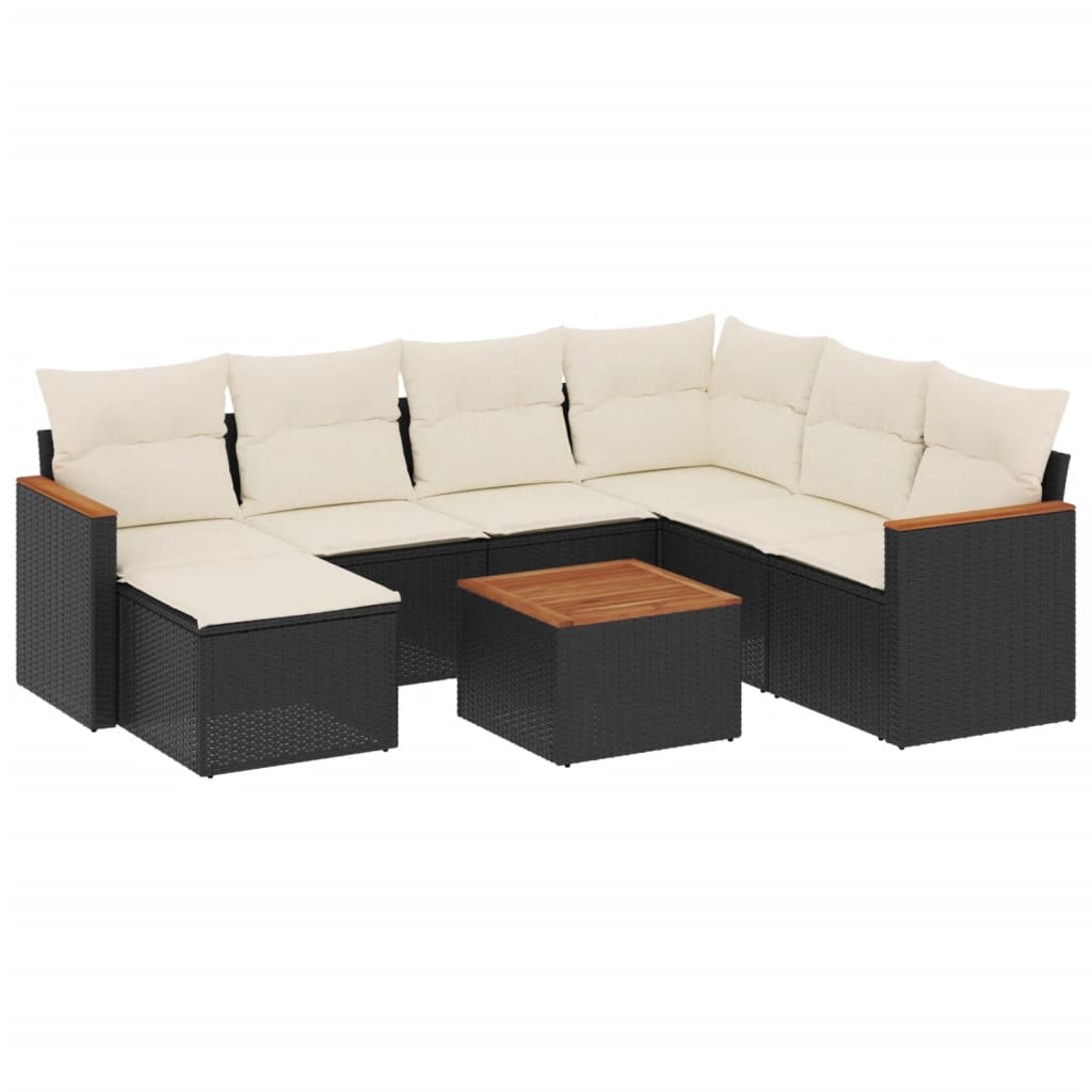8-delige Loungeset met kussens poly rattan zwart is nu te koop bij PeponiXL, paradijselijk wonen!