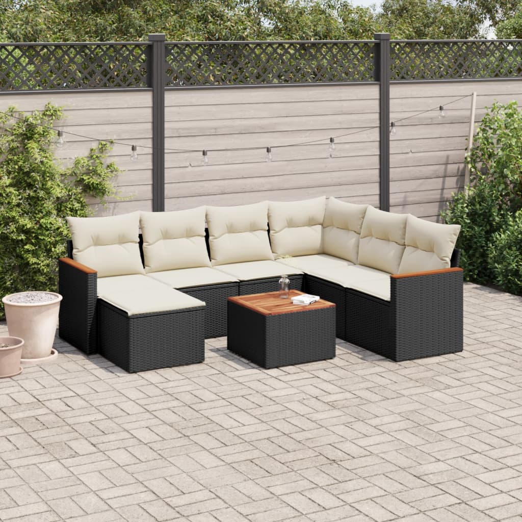8-delige Loungeset met kussens poly rattan zwart is nu te koop bij PeponiXL, paradijselijk wonen!