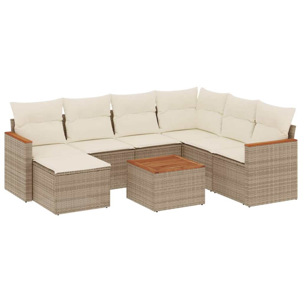 8-delige Loungeset met kussens poly rattan beige is nu te koop bij PeponiXL, paradijselijk wonen!