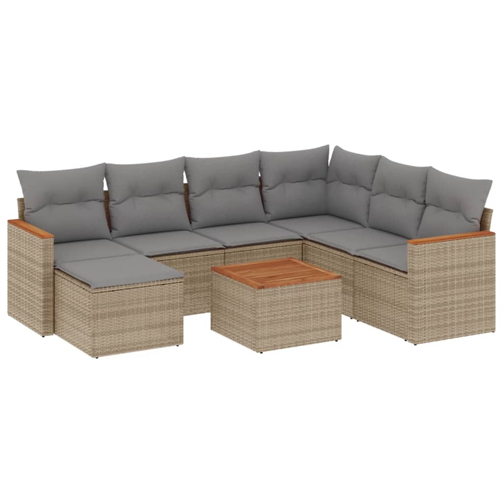8-delige Loungeset met kussens poly rattan gemengd beige is nu te koop bij PeponiXL, paradijselijk wonen!