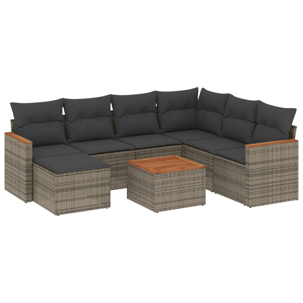8-delige Loungeset met kussens poly rattan grijs is nu te koop bij PeponiXL, paradijselijk wonen!