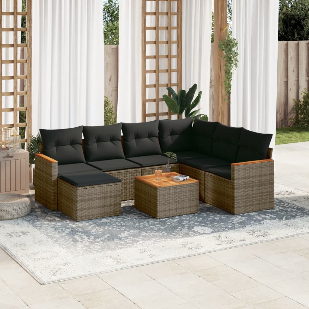 8-delige Loungeset met kussens poly rattan grijs is nu te koop bij PeponiXL, paradijselijk wonen!