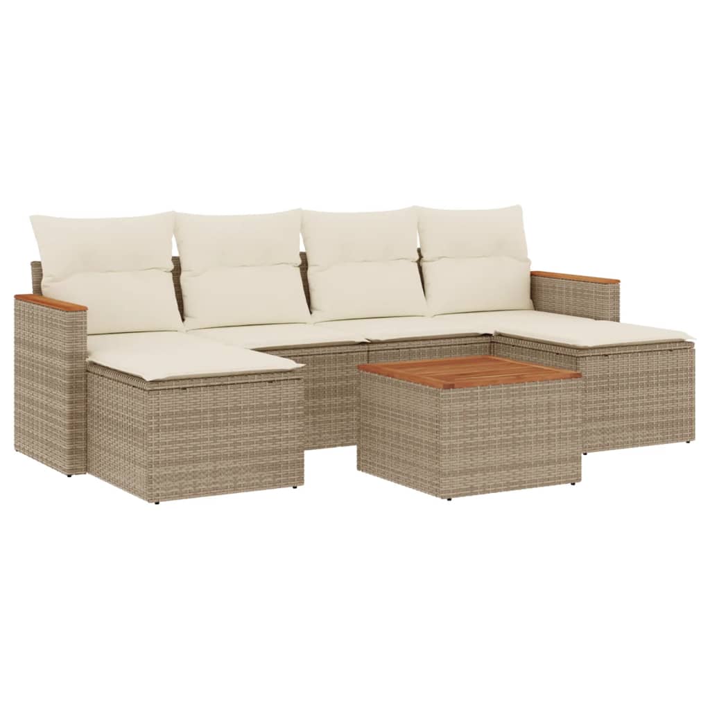 7-delige Loungeset met kussens poly rattan beige is nu te koop bij PeponiXL, paradijselijk wonen!