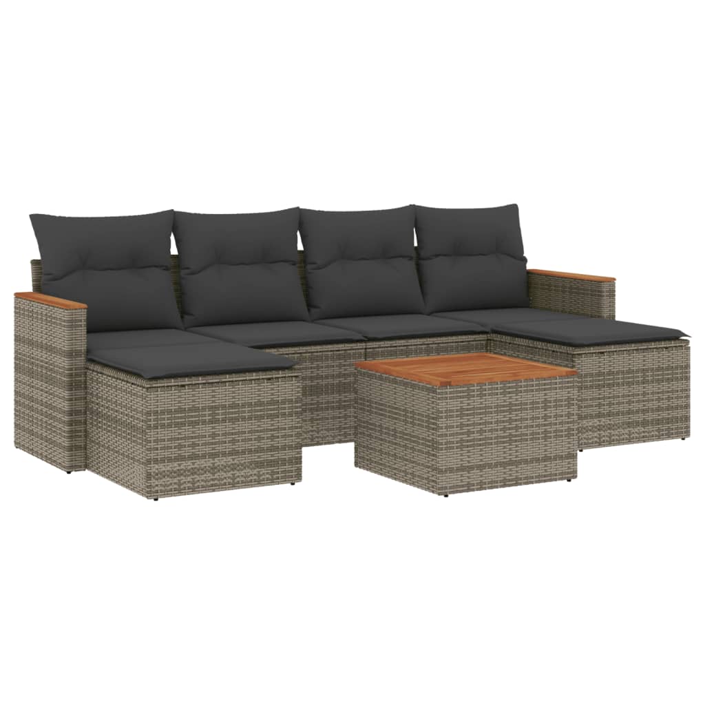 7-delige Loungeset met kussens poly rattan grijs is nu te koop bij PeponiXL, paradijselijk wonen!