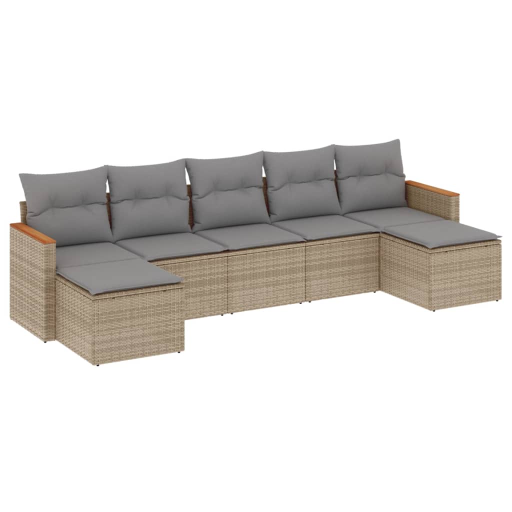 7-delige Loungeset met kussens poly rattan gemengd beige is nu te koop bij PeponiXL, paradijselijk wonen!