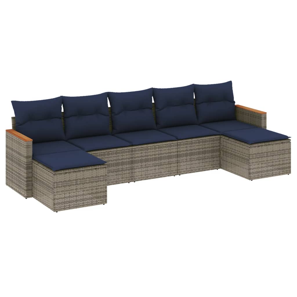 7-delige tuinbankset met kussens, grijs polyrotan is nu te koop bij PeponiXL, paradijselijk wonen!