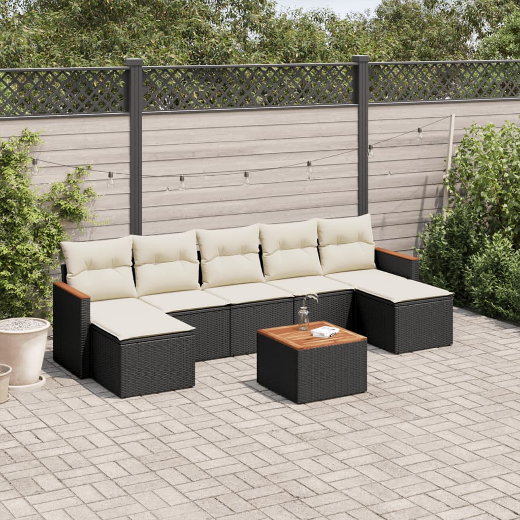 8-delige Loungeset met kussens poly rattan zwart is nu te koop bij PeponiXL, paradijselijk wonen!