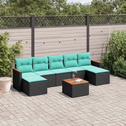 8-delige tuinbankset met kussens, zwart polyrotan is nu te koop bij PeponiXL, paradijselijk wonen!